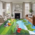 thumbnail image 1 of Golf Club Washable Living Room Rugs 5'x8', Cartoon Golf Cart Balls Sport Grass Low Pile Throw Large Area Rug Non-Slip Sturdy Edge Binding Carpet for Living Room Kitchen Office, 1 of 9