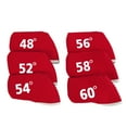 thumbnail image 1 of Golf Club Wedge Head Covers 6 Piece Set 48, 52, 54, 56, 58, 60 Degrees Headcover Protectors Red with White Numbers., 1 of 3
