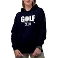 thumbnail image 1 of Golf Club with Ball, Golf Player, Golfing or Golfer Themed Merch Gift, Navy Blue Hooded Sweatshirt or Hoodie, Medium, 1 of 5