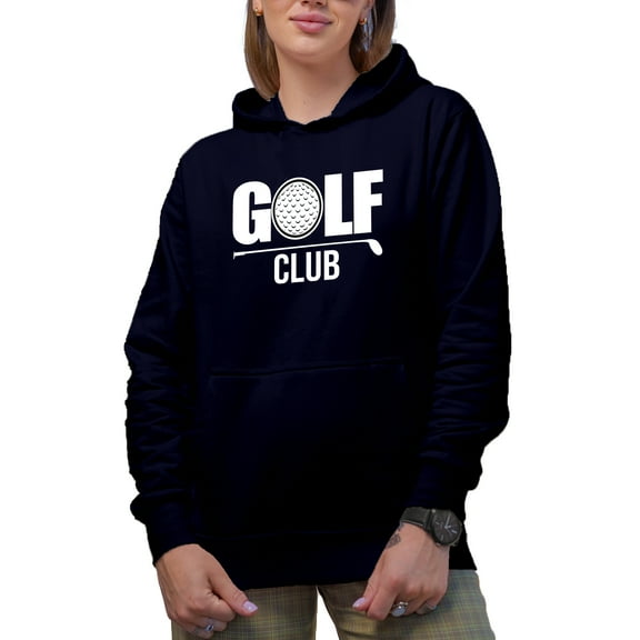Golf Club with Ball, Golf Player, Golfing or Golfer Themed Merch Gift, Navy Blue Hooded Sweatshirt or Hoodie, Small