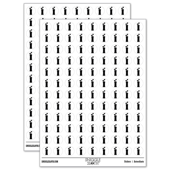 Golf Clubs Bag 200+ Round Stickers - White - Matte Finish - 0.50" Size