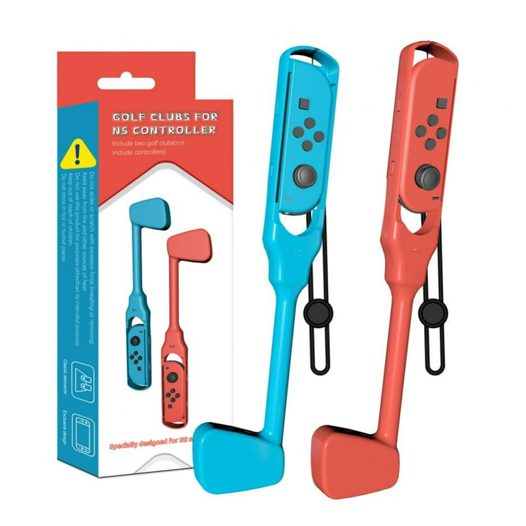 Golf Clubs Compatible with Nintendo Switch,Joy Con Controller Grip Sports  Game Accessories for Mario Golf Super Rush,2 Pack(Red and Blue)