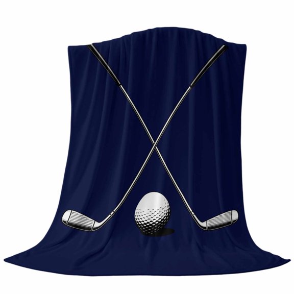 Golf Clubs Golf Bal Throw Flannel Blanket Classic Sport Dark Blue Background Super Soft Cozy Bed Blanket, Lightweight Plush Fuzzy Bed Throw for Bedroom Sofa Couch Living Room 30x40In,