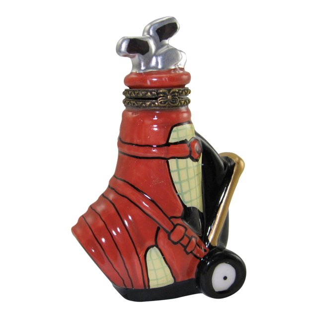 Golf Clubs and Bag 18 Holes Porcelain Hinged Trinket Box