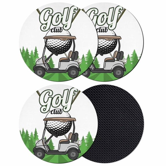 Golf Coasters Set of 4, Soft Absorbent Coasters for Drinks, Green Forest Tree Balls Clubs Sports Cartoon Non-Slip Cup Coaster Mat with Rubber Bottom for Home Kitchen Desk Coffee Bar Table Decor 4"