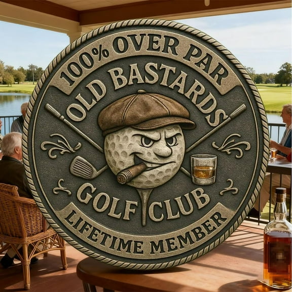 Golf Coin Novelty Decorative Medallion with Golf Ball Character Embossed Over Par Member Antique Finish for Golf Enthusiast Office Desk Display Gift