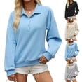 thumbnail image 1 of Golf Collar Sweatshirt For Women, Fleece Lined Long Sleeve Raglan Tops, Teen Fall Casual Basic Loose Fit Pullover Shirts S-XXL, 1 of 6