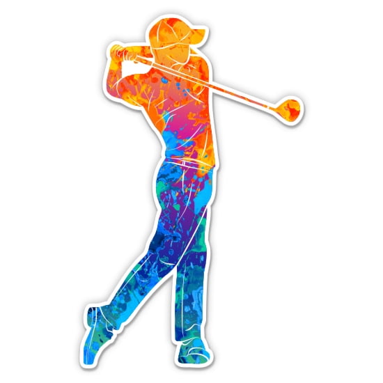 Golf Colorful - 5" Vinyl Sticker - For Car Laptop I-Pad - Waterproof Decal