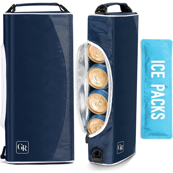 Golf Cooler Bag with Ice Packs - Golf Gifts for Men Fits in Golf Bags Golf Accessories Fathers Day Dad Gifts from Daughter Son Wife - Keeps 6  Cans or 2  Bottles Cold for Hours