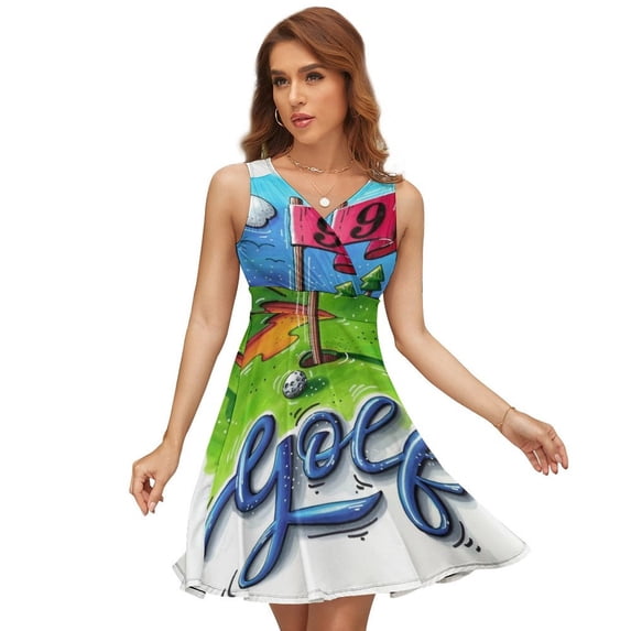Golf Course Dress Fashion Beach Long Dresses Female Party Printed Sundress