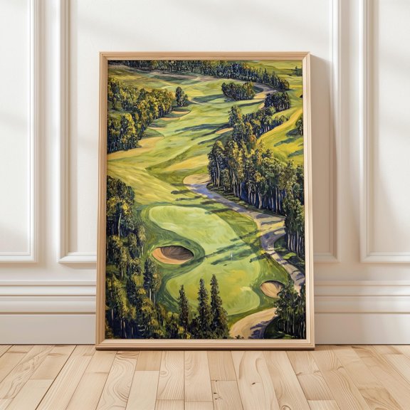 Golf Course Landscape Art Poster, Golf Lover Wall Decor, Fairway Art, Golfing Poster Decor, Size 8x12 UNFFRAMED F03.1.7l1523