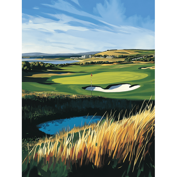 Golf Course Landscape Canvas Print/Wall Art Suitable for Living Room Bedroom Office Golf Club Hotel Decoration
