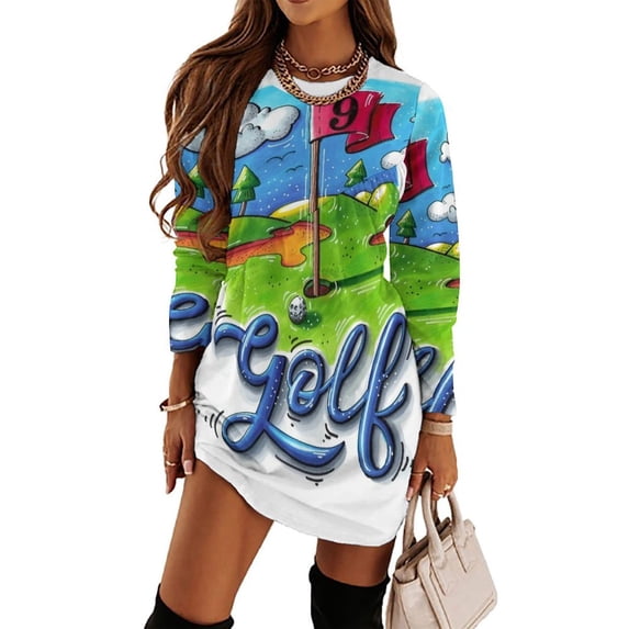 Golf Course Loose Dress Evening Dress Summer Dresses for Women Luxury Dress Long Sleeved Dress