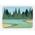 thumbnail image 1 of Golf Course Scene Bath Mat, Sportive Activity Field with Forest Pond and Flag Print, Plush Bathroom Decor Mat with Non Slip Backing, 29.5" X 17.5", Forest Green Multicolor, by Ambesonne, 1 of 2
