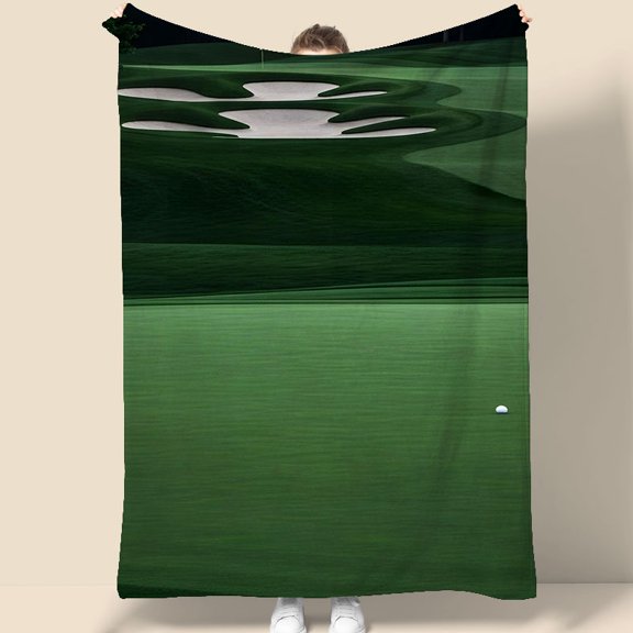 Golf Course Scene Tapestry 70.07 x 90.55 Inches Wall Hanging with Green Fairway and Sand Trap Design for Home Office or Bedroom Decor