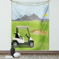 thumbnail image 1 of Golf Course Scene Tapestry, Cartoon Landscape with Car Field Mountains and Flag Print, Wall Hanging for Bedroom Living Room Dorm Decor, 60W X 80L Inches, Lime Green and Multicolor, by Ambesonne, 1 of 2