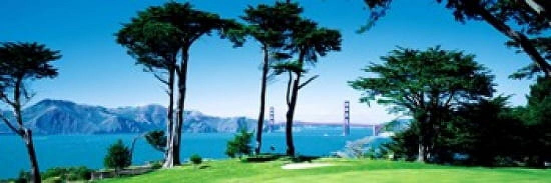 Golf Course w Golden Gate Bridge San Francisco CA USA Canvas Art - Panoramic Images (18 x 6)