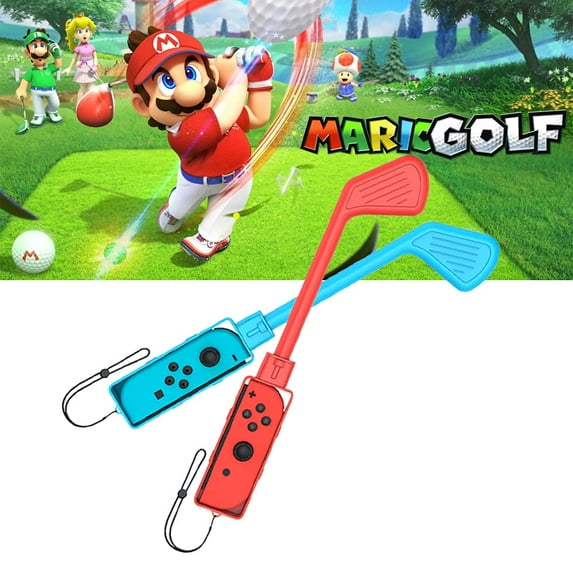 Golf Culb for Nintendo Switch Joy-Con Controller, Sports Game Accessories for Mario Golf-Super Rush - 2 Pack (Blue-Red)