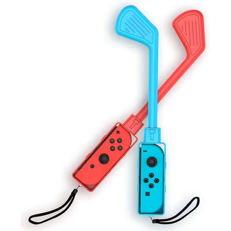Golf Culb for Nintendo Switch Joy-Con Controller, Sports Game Accessories for Mario Golf-Super Rush - 2 Pack (Blue-Red)