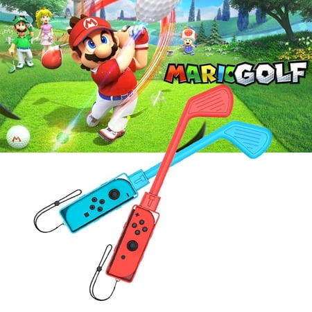 Golf Culb for Switch Joy-Con Controller, Sports Game Accessories for Mario Golf-Super Rush - 2 Pack (Blue-Red)