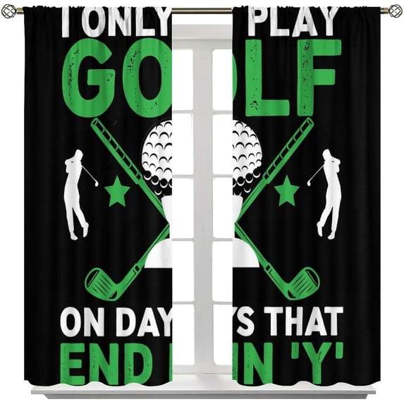 Golf Curtains & Drapes Sports Theme Curtains Ball Gaming Blackout Curtains Boys Teens Men Golf Club for Home Kitchen Livingroom Coffee Room Window Curtain 2Panel 84" W X 84" L