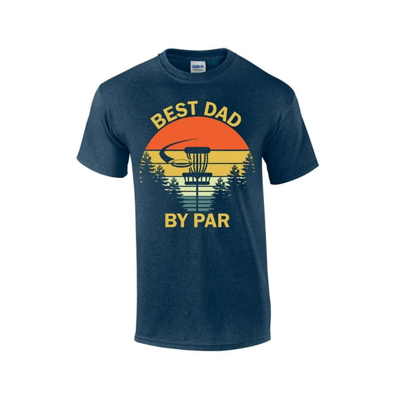 Golf Dad Best Dad By Par Golf Club Men's Short Sleeve Fathers Day T-shirt Graphic Tee-Heather Navy-large