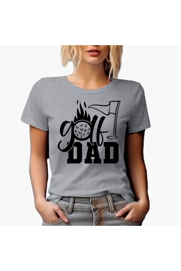 Golf Dad with Ball & Flag, Father, Grandpa or Husband Golf Player, Golfing or Golfer Themed Merch Gift, Heather Grey T-Shirt, M