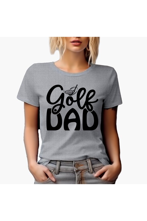 Golf Dad with a Club Hitting a Ball, Father or Husband Golf Player, Golfing or Golfer Themed Merch Gift, Heather Grey T-Shirt, L