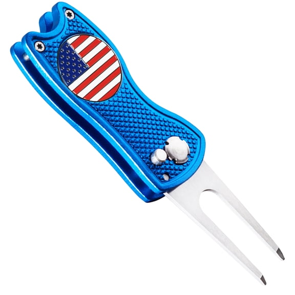 Golf Divot Repair Tool and Ball Marker Switchblade Value Pack, Foldable Magnetic Stainless Steel with Pop-up Button for Men Women