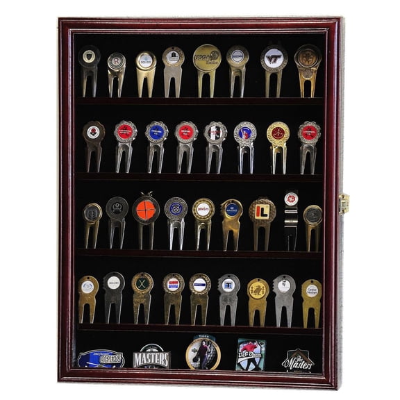 Golf Divot Tool Markers Coin Chips Medallion Display Case Cabinet
