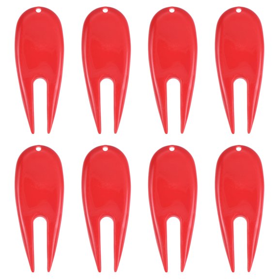 Golf Divot Tool Plastic Golf Repair Tool Ball Marker for Golfer, Red, 8 Pack