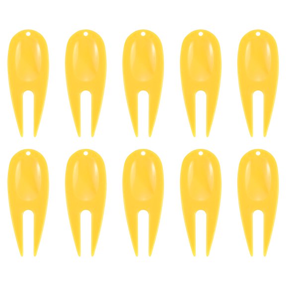 Golf Divot Tool Plastic Golf Repair Tool Ball Marker for Golfer, Yellow, 10 Pack