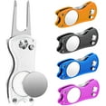 thumbnail image 1 of Golf Divot Tool with Magnetic Ball Marker, Divot Repair Tool, Foldable Fork - Fix Divots, Clean Clubs and Cleats, U Shape Bottom Club Holder, White, 1 of 9