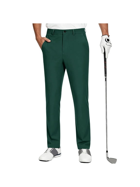 Golf Dress Pants for Men Quick Dry Straight Leg Trousers Slim Fit Casual Work Bottoms Green 2XL