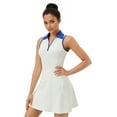 thumbnail image 1 of Golf Dress for Women Tennis Dresses with Shorts Pockets Sleeveless Sport Active Workout Athletic Dress White-Blue XXL, 1 of 7