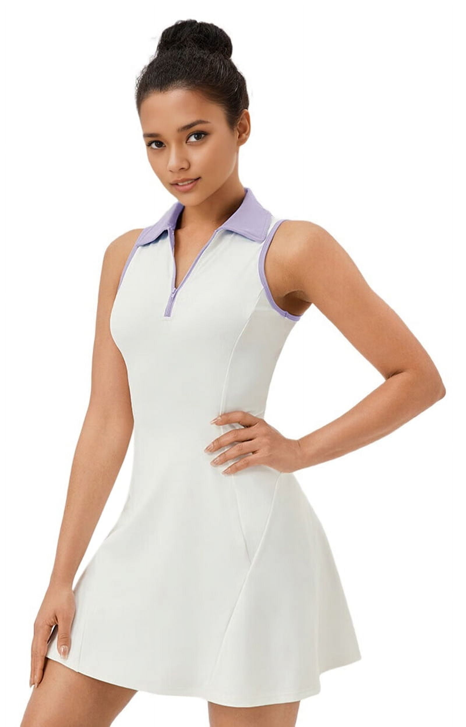 Golf Dress for Women Tennis Dresses with Shorts Pockets Sleeveless Sport  Active Workout Athletic Dress White- M - Walmart.com