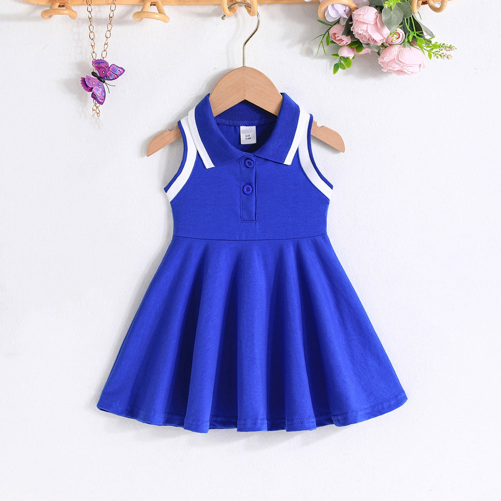 Golf Dresses for Girls 1M-18M Newborn Kids Cute Sleeveless Button Collared  Color-Block A-Line Pleated Tennis Volleyball Dress - Walmart.com
