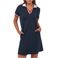thumbnail image 1 of Golf Dresses for Women Tennis Athletic Mini Dress 2025 Summer Casual Short Sleeve Collared V Neck Shirt Dress with Pockets, 1 of 8