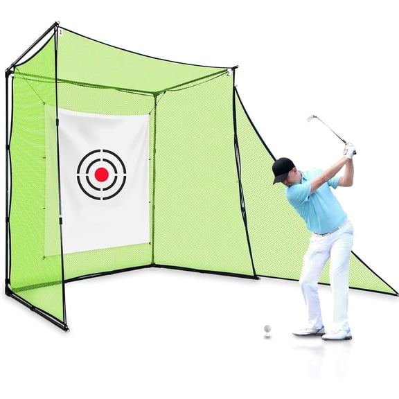 Golf Driving Cage Net: Noise Reduction Target for Backyard Garage Indoor Simulator Heavy Duty 1 in Steel and Fiberglass Frame - 7.7X7.7X4.6 FT High Density Hitting Swing Practice