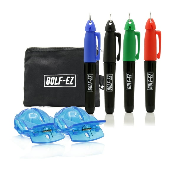 Golf-EZ Golf Ball Line Drawing Marking Alignment Tool Kit with 4pcs Marker Set and Carry Case