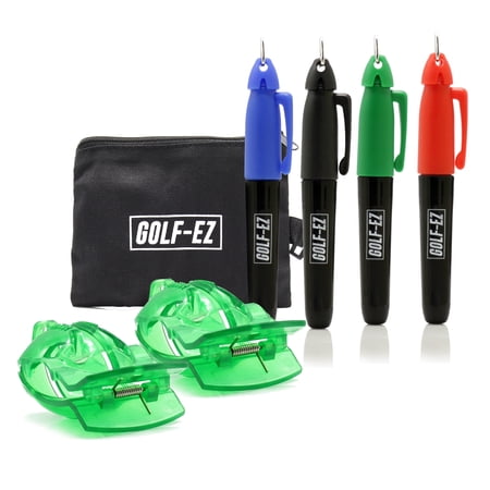 Golf-EZ Golf Ball Marker Line Drawing Alignment Putting Tool Kit with Marker Set and Carry Case
