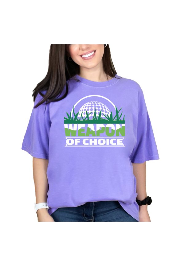 Golf Enthusiast Weapon Of Choice, Violet Comfort Colors T-Shirt, 3XL