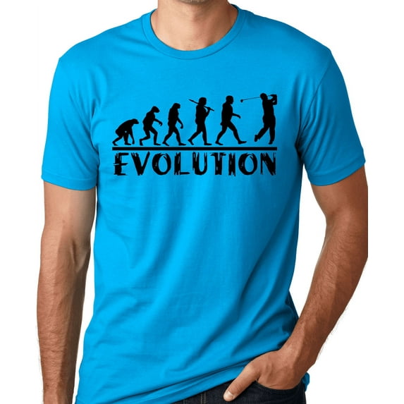 Golf Evolution Funny T-shirt Golfer Humor Tee Turquoise XL