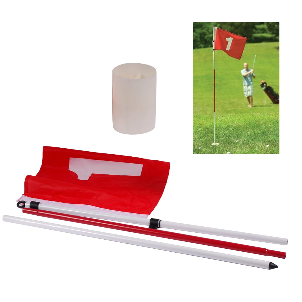 Golf Flag Pole Putting Green Flagstick and Poles Banner Hole Cup Five Knots