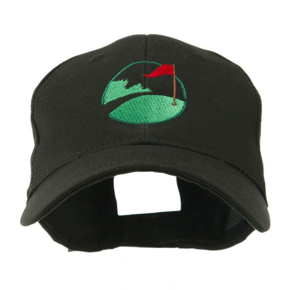 Golf Flag on the Green Embroidered Cap - Black OSFM