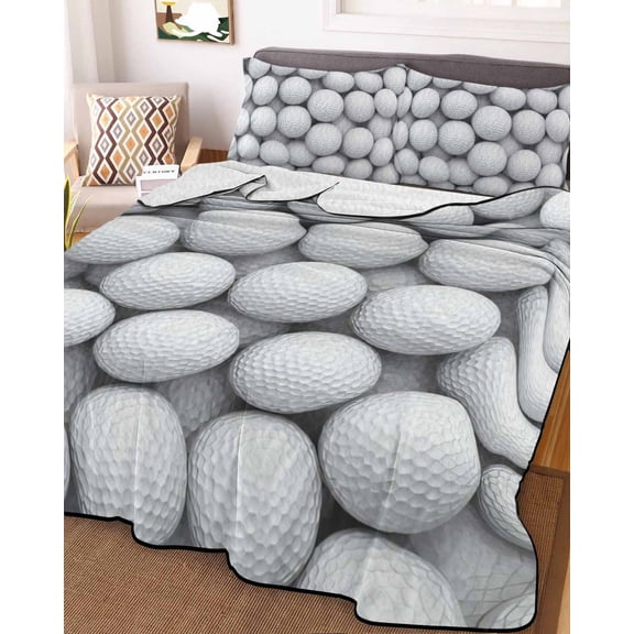 Golf Full Size Down Alternative Comforter, Lightweight Comforter Quilt Bedding Set with Pillow Shams Modern Geometric Abstract Balls Textured All Seasons Bed Comforter Duvet Insert 78"x90"