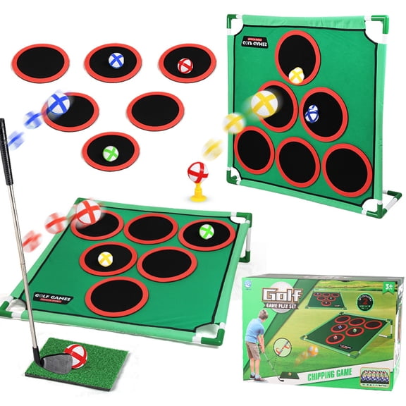 Golf Game Play Set, Golf Chipping Cornhole Game for Adults with 1 Club, 20 Balls, Putting Mat & Carry Bag, Indoor Outdoor Lawn Backyard Gifts for Men