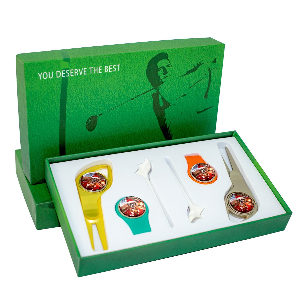Golf Gift for Men Women Golfers Customizable Golf equipment Portable Golf Accessories Set with Golf Ball Tees Divot Tools Hat Clips Magnetic Markers Christmas Birthday Present Christmas Dog Gift