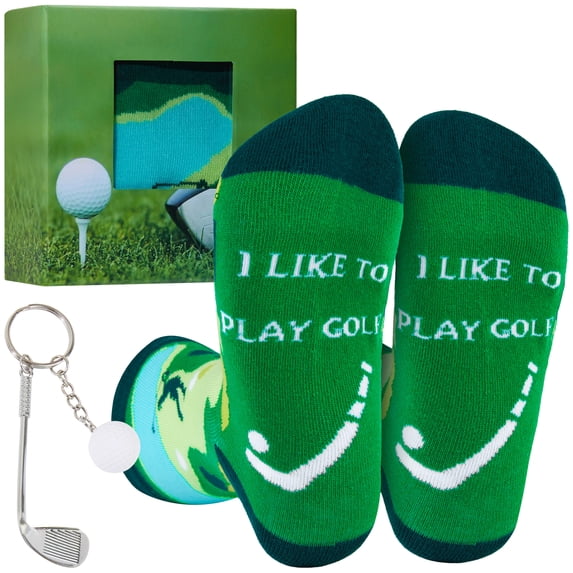 Golf Gift Set Novelty Socks with Club & Ball Keyring