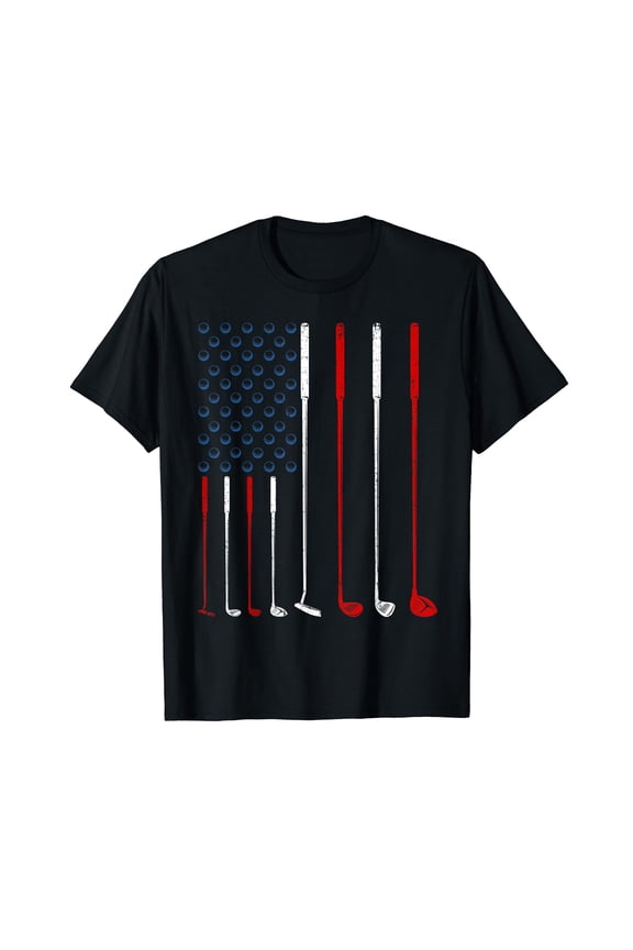 Golf Gifts Men, American Flag Golfing Accessories Golf Clubs American Flag T-Shirt